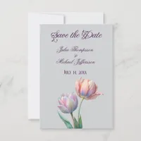 Romantic and Poetic Pastel Tulips Watercolor Save The Date