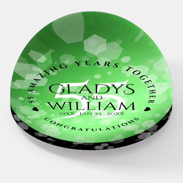 Elegant 55th Emerald Wedding Anniversary Paperweight