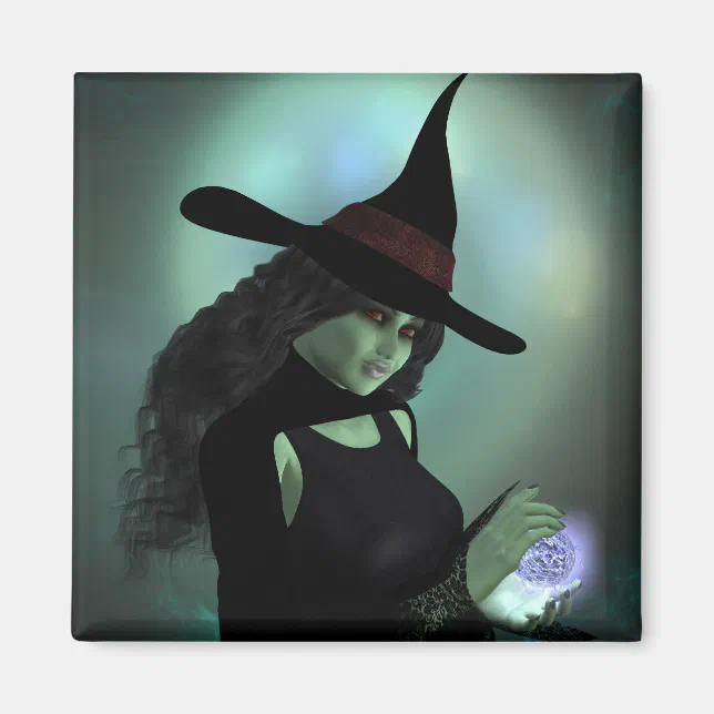 Wicked Witch Casting a Spell Magnet