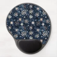 Simple Dark Blue with Snowflakes Gel Mouse Pad