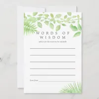 Watercolor Greenery Baby Shower Advice for Mother Card