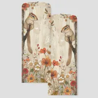 Whimsical Chipmunk and Flowers Illustration Bookmarks