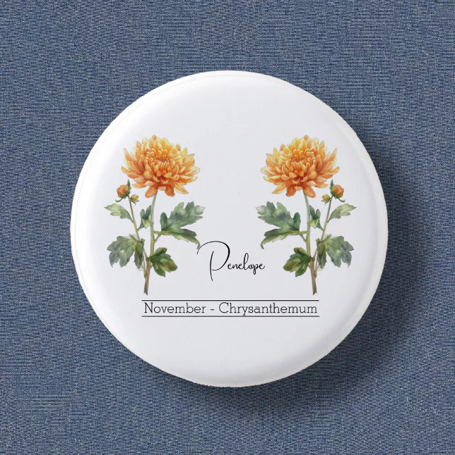 Birth Month Flower November Chrysanthemum Button