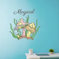 Magical Mushrooms Pastel Pink and Yellow Wall Decal