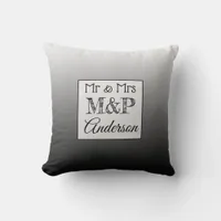 Personalized Gradient Black Wedding Pillow