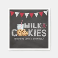 Vintage Blackboard Milk & Cookies Birthday Napkins