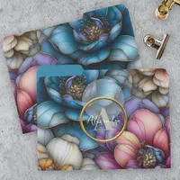 Elegant Opulent Blooms with Golden Circle Frame  File Folder