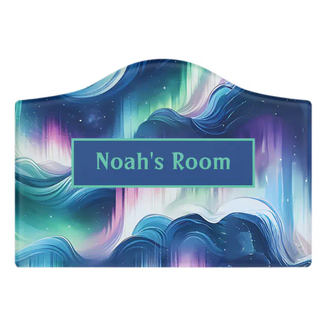 Northern Lights Galaxy Star Kids Room Nursery Blue Door Sign