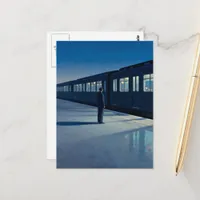 Person at The Vintage Train Station Postcard