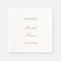 Golden Beige Script Bridal Shower Napkins