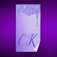 Initials Monogram with Purple Glitter | Beach Towel