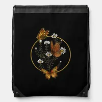 Cottagecore Goblincore Fairycore Graphic Flower Bu Drawstring Bag