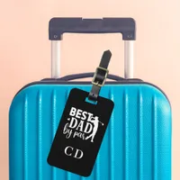 Best Dad by par golf monogram black white Luggage Tag