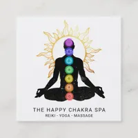 *~* Chakra Healing Meditation Sun Lotus Pose Man Square Business Card