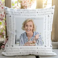 In Loving Memory Memorial Keepsake Custom Photo Throw Pillow