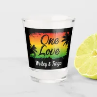 One Love Caribbean Beach Wedding Shot Glass