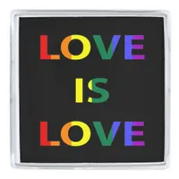 Love is Love LGBT Pride Silver Finish Lapel Pin