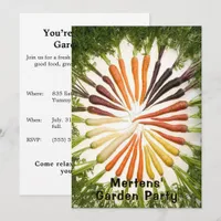 Garden Party Carrot Rainbow Colorful Custom Invitation