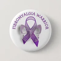Fibromyalgia Warrior Purple Awareness Ribbon Butto Button