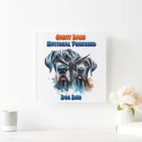 Great Dane Day for National Purebred Dog! Square Wall Clock