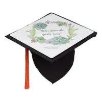 Watercolor Cactus Succulents personalized Graduation Cap Topper
