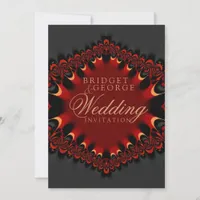 Gothic Satin Red+Black 5x7 Wedding Invitation