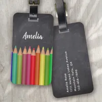 Chalkboard Pencils Calligraphy Back to School Luggage Tag