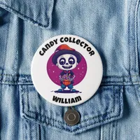 Cute Candy Collector Skeleton Boys Halloween Button