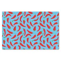 Fun Chilli Pepper Pattern on Blue Tissue Paper