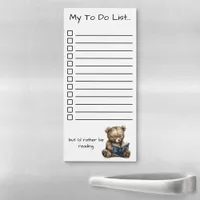 I'd Rather Be Reading To Do List with Teddy Bear Magnetic Notepad