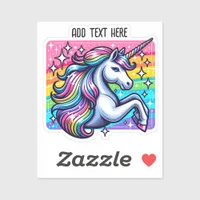 Rainbow Sparkles and Magical Unicorn Personalized Sticker