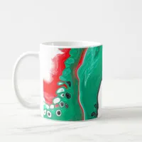 Red, Green, Black and White Marble Fluid Art     Coffee Mug