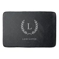 Custom Elegant Chic Monogram Name Initial Black Bath Mat