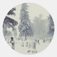 Winter Cemetery Classic Round Sticker