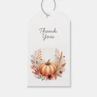 Fall boho watercolor pumpkin Thanksgiving Gift Tags