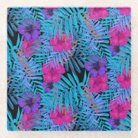Tropical Flowers Glass Coaster