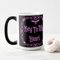 Goth Valentine Key To My Heart Pink  Magic Mug