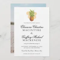 Tropical Island Pineapple Watercolor Photo Wedding Invitation