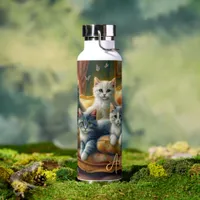 Cats on the sofa - cute scene in vintage look water bottle