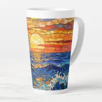 Oceanic Coastal Ocean Waves Sunset   Latte Mug