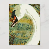 Digital Collage Swan Postcard