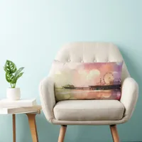 Santa Monica Pier - Sparkling Pink Photo Edit Lumbar Pillow