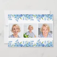 Forget Me Not 3 Photo Modern Memorial Funeral Thank You Card
