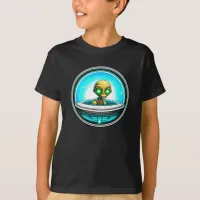 Extra Terrestrial Alien Flying a UFO T-Shirt