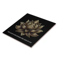 Elegant Golden Lotus Flower The Light in Me ... Ceramic Tile