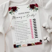 Guess Who, Mommy or Daddy, Boho Baby Shower Game