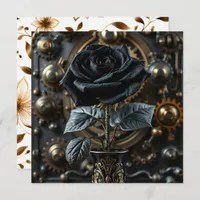 Steampunk Gothic Black Rose Blank Card