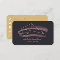 Rose Gold and Gold Brush Strokes QR Code Business Card