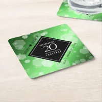 Elegant 20th Emerald Wedding Anniversary Square Paper Coaster