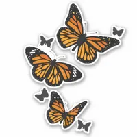 Vintage Orange Monarch Butterflies in Flight Sticker